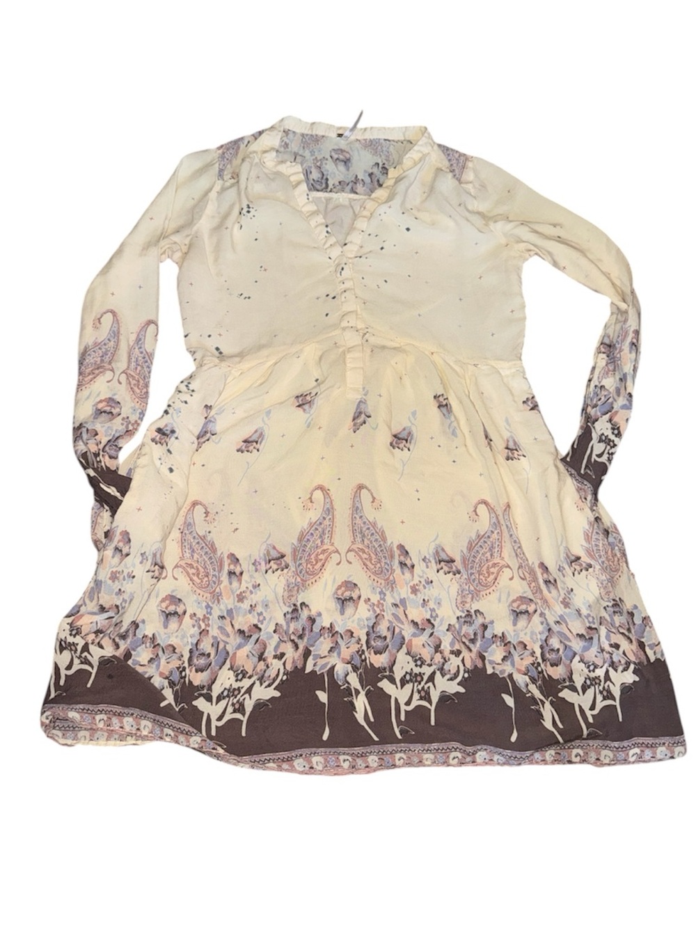 Free People Cream Floral Paisley Mini Dress